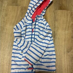 Blue and White mini Boden Striped Hooded Jacket